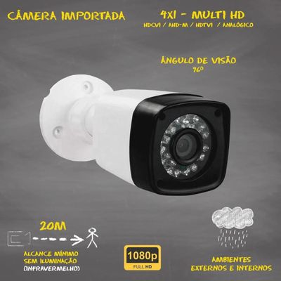 Kit 4 Cameras Segurança 1080p Full Hd Dvr Intelbras 4ch C/hd 500Gb