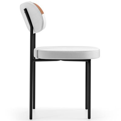 Kit 02 Cadeiras Decorativa Para Sala De Jantar Melina L02 Faixa Couríssimo Camel Facto Branco - Lyam Decor