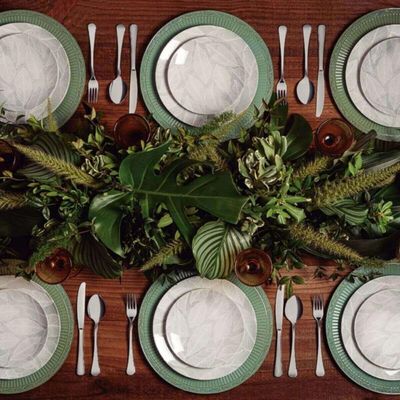 Conjunto 12 Pratos Rasos Tramontina Arbo 25cm em Porcelana Decorada Cozinha Mesa Posta
