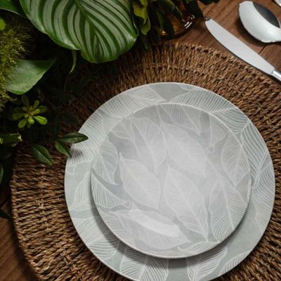 Conjunto 12 Pratos Rasos Tramontina Arbo 25cm em Porcelana Decorada Cozinha Mesa Posta