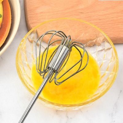 Batedor Automático Giratório Em Inox – Mixer Manual De Ovos E Massas Para Omeletes, Cremes E Bebidas