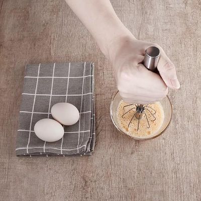 Batedor Automático Giratório Em Inox – Mixer Manual De Ovos E Massas Para Omeletes, Cremes E Bebidas