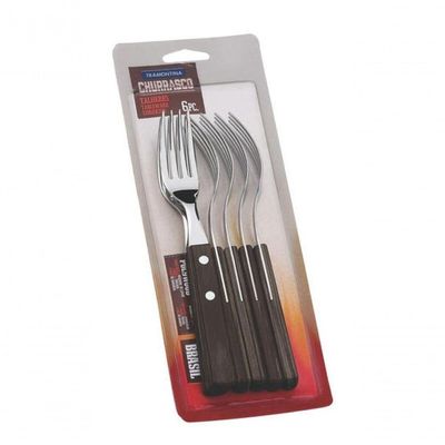 Jogo De Garfos Tramontina Churrasco Polywood Castanho 6 Peças