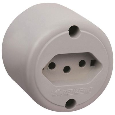 Tomada 2p+t Pb 10a Redonda Sobrepor Cinza - 1716010 - Lorenzetti Tomada 2p+t Pb Red.sob Cz 10a Lorenzetti 1716010