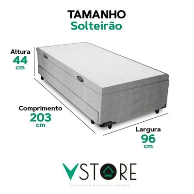 Bicama Box Com Baú Solteirão Cinza 96x203x44 V-store