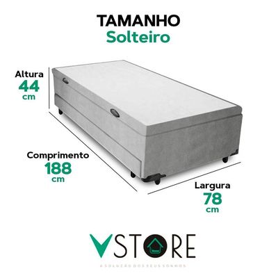 Bicama Box Baú Com Cama Auxiliar Solteiro 78x188x44 Cinza