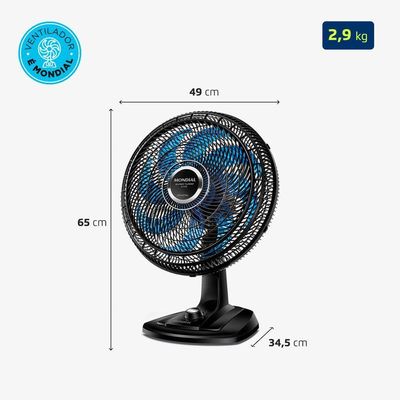 Ventilador De Mesa Mondial 40cm Super Turbo 8 Pás VTX-40-Crystal Preto Azul 110V