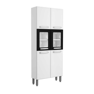 Armário De Aço 80cm 6 Portas Preto Branco Evidence Bertolini Branco/preto