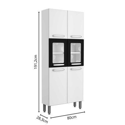 Armário De Aço 80cm 6 Portas Preto Branco Evidence Bertolini Branco/preto