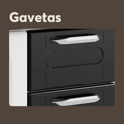 Balcão De Aço Com Tampo 3 Portas 1gav Preto Branco Bertolini Branco/preto