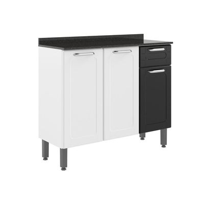 Balcão De Aço Com Tampo 3 Portas 1gav Preto Branco Bertolini Branco/preto