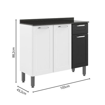 Balcão De Aço Com Tampo 3 Portas 1gav Preto Branco Bertolini Branco/preto