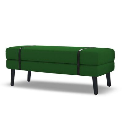Banco Estofado Viena 1,40m Suede Verde - Inova Decorações