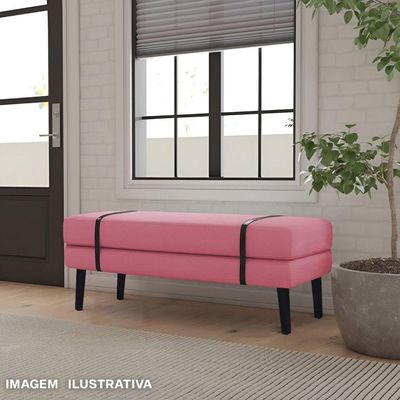 Banco Estofado Viena 1,40m Suede Pink - Inova Decorações