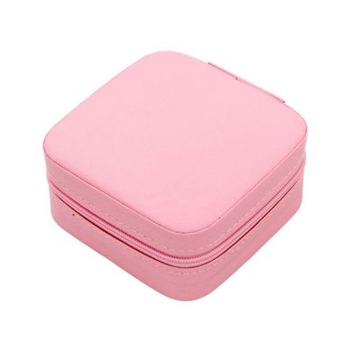 Porta Joias Portatil Viagem Estojo Maleta Caixinha Com Ziper Rosa