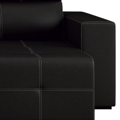 Sofá Retrátil Reclinável 3 Lugares Sala de Estar 204cm Russo Couro Preto - Gran Belo