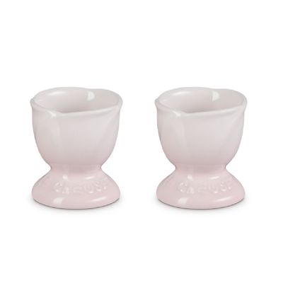 CONJUNTO 2 SUPORTES PARA OVO LE CREUSET JARDIN EM CERÂMICA COM RELEVO SHELL PINK 89190007770003