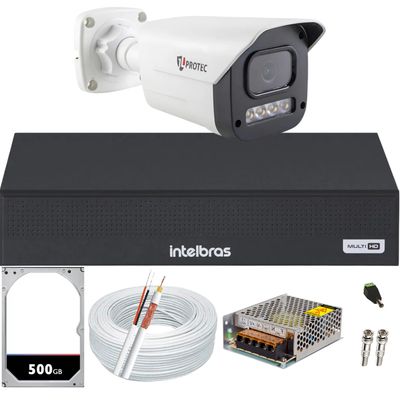 Kit 1 Câmera 1080p Full Color C/Áudio Dvr Intelbras 4ch 500GB