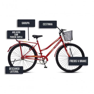 Bicicleta Transporte Aro 26 Colli Cazelle Fort Vermelho