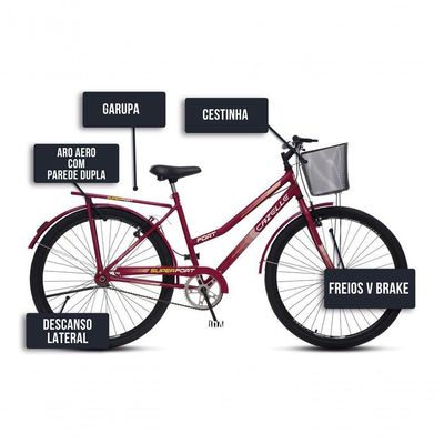 Bicicleta Transporte Aro 26 Colli Cazelle Fort Roxo