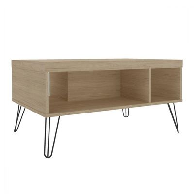 Mesa de Centro Liberty Carvalho com 2 Nichos e Pés Artely
