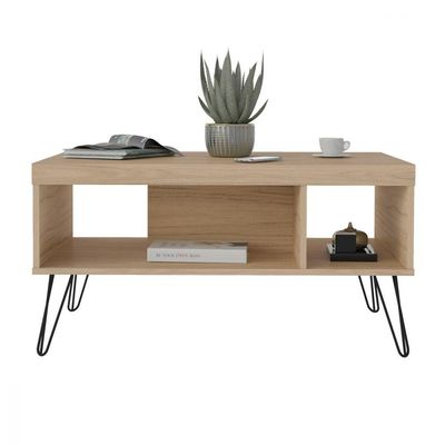 Mesa de Centro Liberty Carvalho com 2 Nichos e Pés Artely