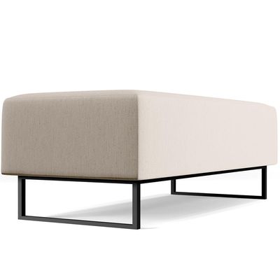 Puff Decorativo Sala de Estar Bali W01 Base Ferro 120x50 cm Linho Cru - Lyam Decor