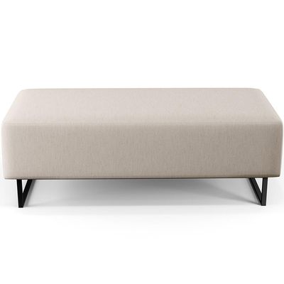 Puff Decorativo Sala de Estar Bali W01 Base Ferro 120x50 cm Linho Cru - Lyam Decor