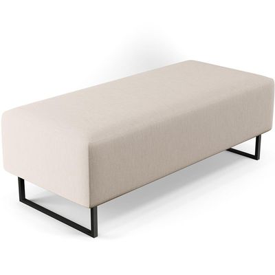 Puff Decorativo Sala de Estar Bali W01 Base Ferro 120x50 cm Linho Cru - Lyam Decor