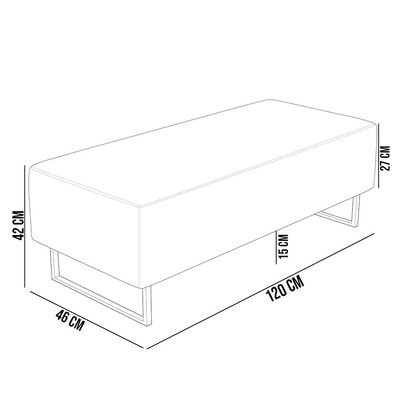 Puff Decorativo Sala de Estar Bali W01 Base Ferro 120x50 cm Linho Cru - Lyam Decor