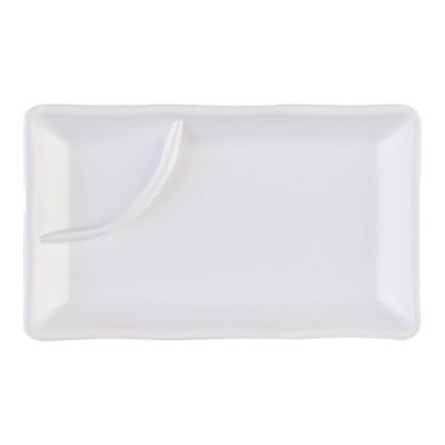 Prato Para Sushi Retangular 11,5x19,5 Branco em Polipropileno