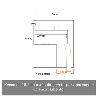 Balcão Gabinete Para Banheiro 60cm Com 01 Gaveta Malta B06 Barrique Branco - Lyam Decor