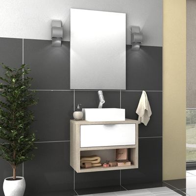 Balcão Gabinete Para Banheiro 60cm Com 01 Gaveta Malta B06 Barrique Branco - Lyam Decor