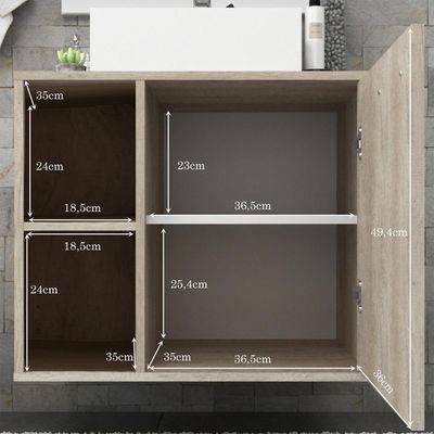 Balcão Gabinete Suspenso Para Banheiro 60 cm Com 01 Porta Anne B06 Barrique - Lyam Decor