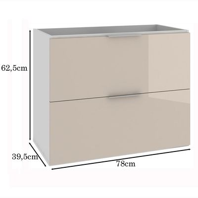 Armário Balcão Gabinete Para Banheiro 80cm Com 03 Gavetas Pietra B06 Gianduia Brilho - Lyam Decor
