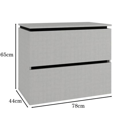 Balcão Gabinete Para Banheiro 80 cm 03 Gavetas Urban B06 Argento Preto - Lyam Decor