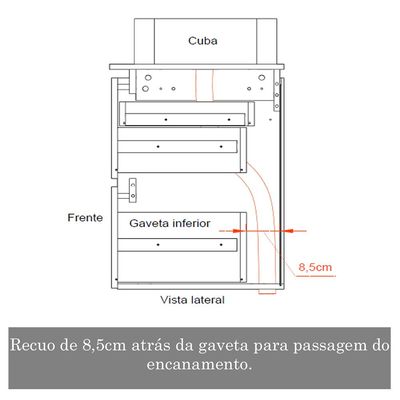 Balcão Gabinete Para Banheiro 80 cm 03 Gavetas Urban B06 Argento Preto - Lyam Decor