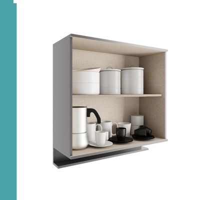 Armário Aéreo De Cozinha Miami 800mm 2 Portas C Porta Temperos Carraro Cinza Titânio
