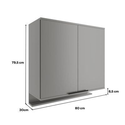 Armário Aéreo De Cozinha Miami 800mm 2 Portas C Porta Temperos Carraro Cinza Titânio