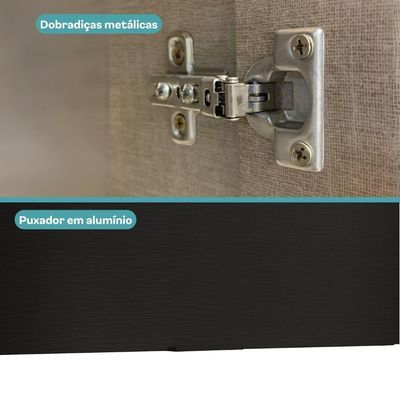 Armário Aéreo De Cozinha Miami 800mm 1 Porta Carraro Preto Touch
