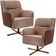 Kit 02 Poltronas Decorativas Base X Giratória Isabella D02 Corano Cipatex C-01 E Veludo Bege Escuro D-68 - Lyam Decor