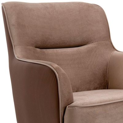 Kit 02 Poltronas Decorativas Base X Giratória Isabella D02 Corano Cipatex C-01 E Veludo Bege Escuro D-68 - Lyam Decor