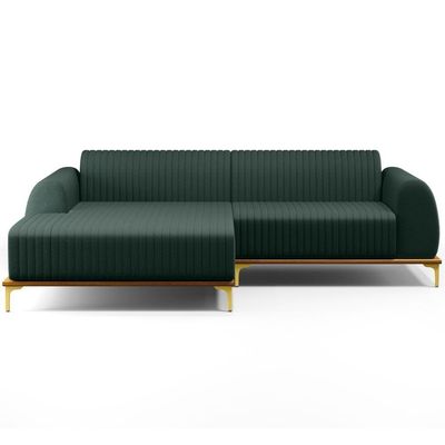 Sofá 4 Lugares Com Chaise Esquerdo 265cm Verde Musgo