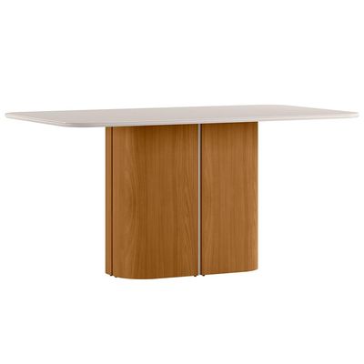 Mesa de Jantar 6 Lugares Retangular Tampo Vidro Verbena N01 Ypê Off White - Lyam Decor