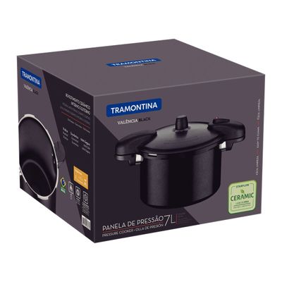 Panela de Pressão Tramontina Valência Black 7 L 24 cm em Alumínio com Revestimento Cerâmico