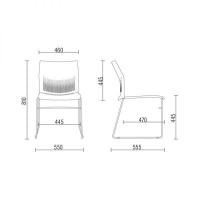 Kit 04 Cadeiras Fixa Base Preta Empilhável Connect F02 Azul Marinho - Lyam Decor
