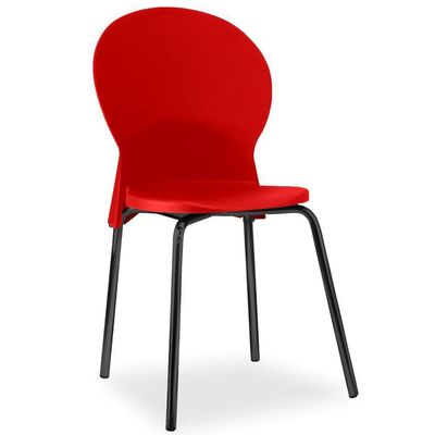 Kit 04 Cadeiras Fixa Base Preta Luna F02 Vermelho - Lyam Decor