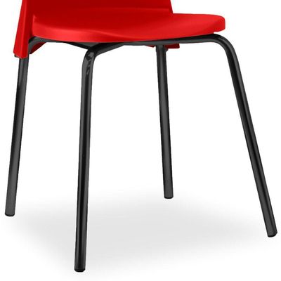Kit 04 Cadeiras Fixa Base Preta Luna F02 Vermelho - Lyam Decor