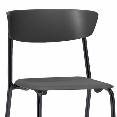 Kit 04 Cadeiras Fixa Base Preta Empilhável Bit F02 Preto - Lyam Decor