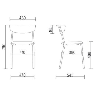 Kit 02 Cadeiras Fixa Base Preta Empilhável Bit F02 Preto - Lyam Decor